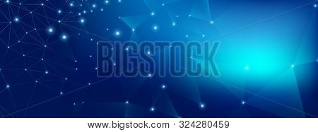 Technology Texture. Big Data Center. Glow Polygonal Banner. Gradient Geometric Wallpaper. Technology