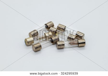 Various Types Of 20mm Glass Fuses On A White Background