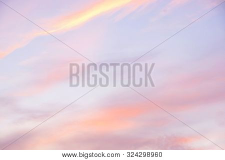 The Sky At Sunset. Gentle Pastel Shades Of Clouds.
