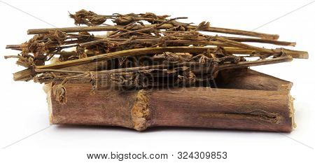 Closeup Of Ayurvedic Medicinal Chirata Over White Background