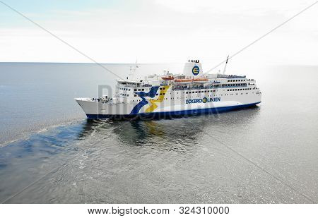 Grisslehamn, Sweden - Jul 03, 2019: Passenger Ferry On The Sea In Traffic Beteen Aland And Grissleha