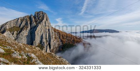 Above The Clouds In Valisoara Gorges In Apuseni Mountains, Transylvania, Romania
