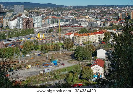 Oslo, Norway - October 03, 2016: Panorama Of The Oslo City. Modern Buildings Are In Central Part Of 