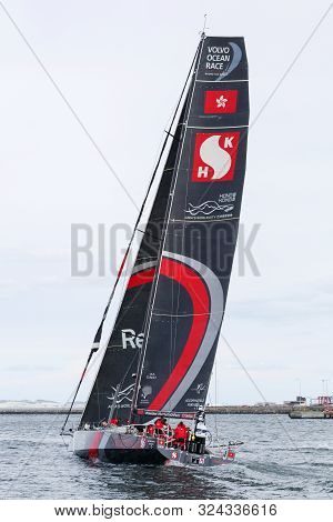 Aarhus, Denmark - June 22, 2018: Volvo Ocean Race With The Team Sun Hung Kai/scallywag Yacht In The 
