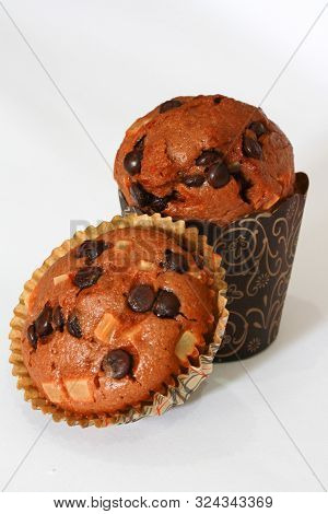 Homemade Delicious Muffin With Cocolate Chips. Dessert.