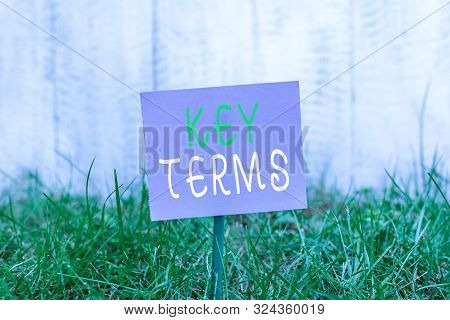 Writing Note Showing Key Terms. Business Photo Showcasing Words That Can Help A Demonstrating In Sea