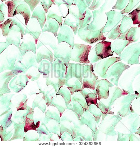 Blue Turquoise Snake Seamless Pattern. Watercolor Hand Drawn Python Print.  Cobra Skin Exotic Textur
