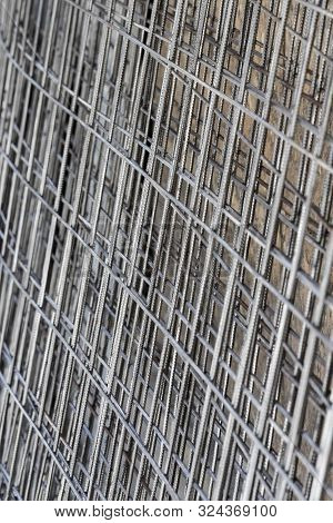 Background Metal Lattice Grid Close Up. Material