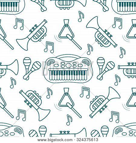 Seamless Pattern Musical Instruments Toys For Kids