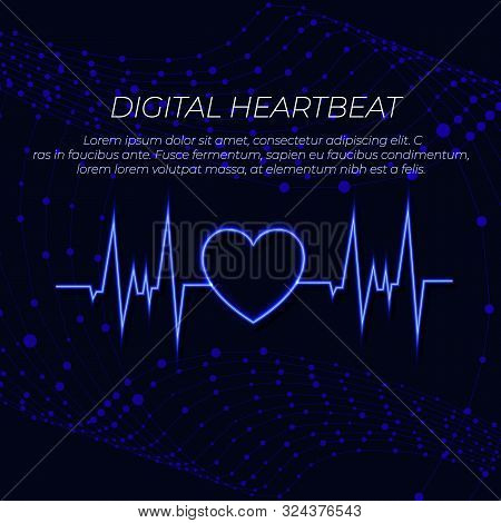 Vector Digtal Heart Beat And Abstract Background With Wireframes, Design Template, Layout, Colorful 