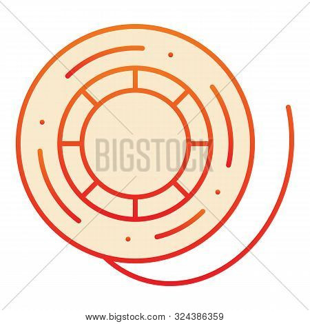 Fishing Reel Flat Icon. Scaffold Thread Orange Icons In Trendy Flat Style. Skein Of Thread Gradient 