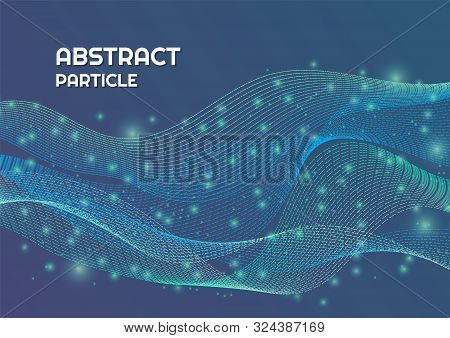 Particle Abstract Background Line Flow Complex Design With Light Shine. Vector Illustration