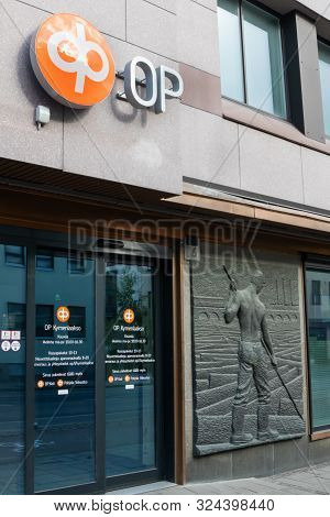 Kouvola, Finland - 22 September, 2019: Op-pohjola Group Bank Office Exterior With Sign.