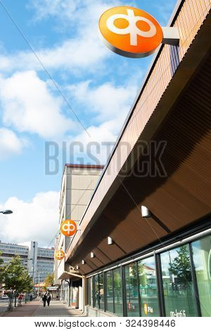Kouvola, Finland - 22 September, 2019: Op-pohjola Group Bank Office Exterior With Sign.