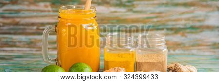 Drink Jamu. Indonesian Traditional Drink In Bali Banner, Long Format