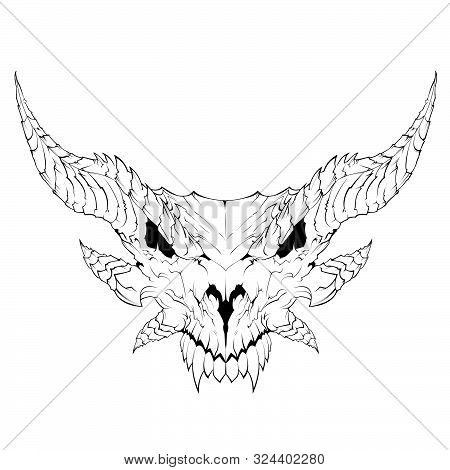 Sword Killer Dragon Skull Black White Hell