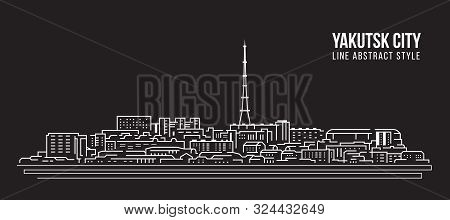Cityscape Building Line Art Vector Illustration Design - Yakutsk City