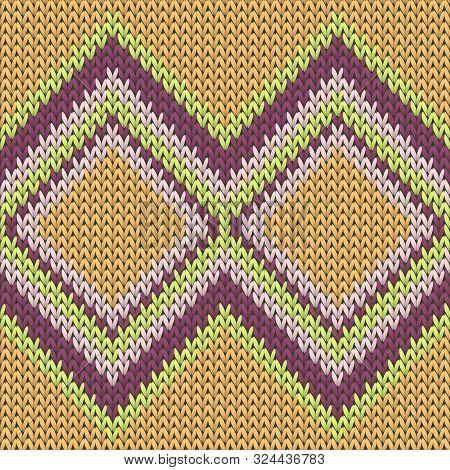 Cool Rhombus Argyle Knitted Texture Geometric Vector Seamless. Scarf Knit Tricot  Fabric Print. Nord