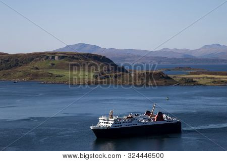 Passenger Ferry Sailing Into Oban Harbour Scotland