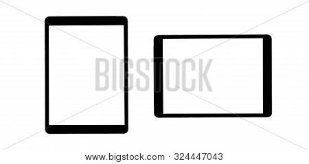 Set Tablet Computer With Blank Screen Mock Up Isolated On White Background. Tablet Computer. Tablet 