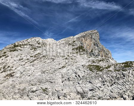 Mutteristock Mountain Above The Wagital Valley (waegital Or Wägital) And Alpine Lake Wagitalersee (w