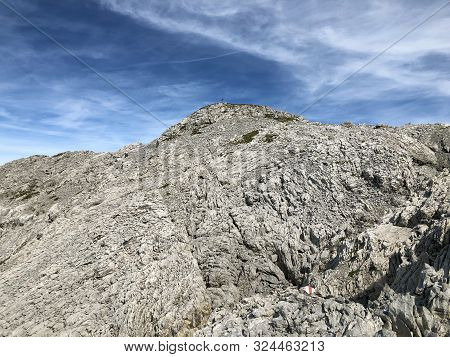 Mutteristock Mountain Above The Wagital Valley (waegital Or Wägital) And Alpine Lake Wagitalersee (w
