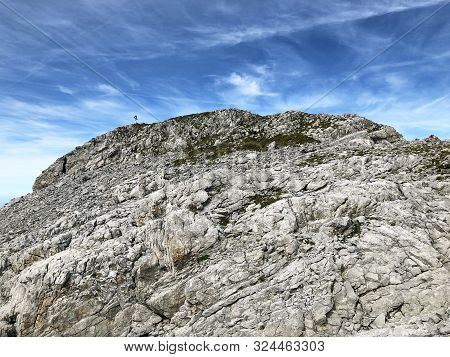Mutteristock Mountain Above The Wagital Valley (waegital Or Wägital) And Alpine Lake Wagitalersee (w