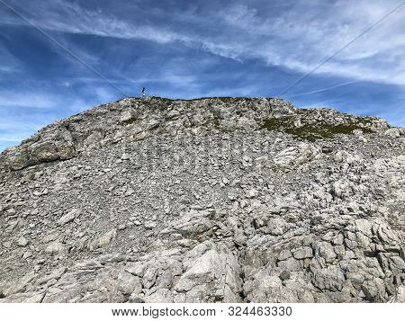 Mutteristock Mountain Above The Wagital Valley (waegital Or Wägital) And Alpine Lake Wagitalersee (w