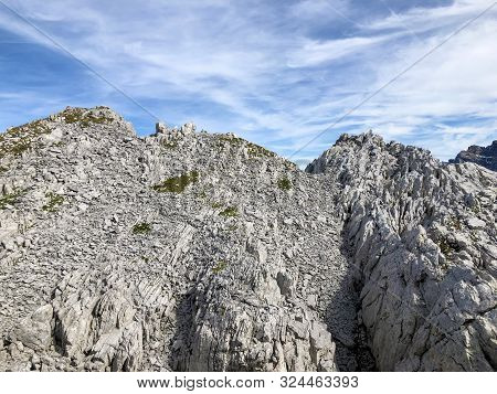 Mutteristock Mountain Above The Wagital Valley (waegital Or Wägital) And Alpine Lake Wagitalersee (w