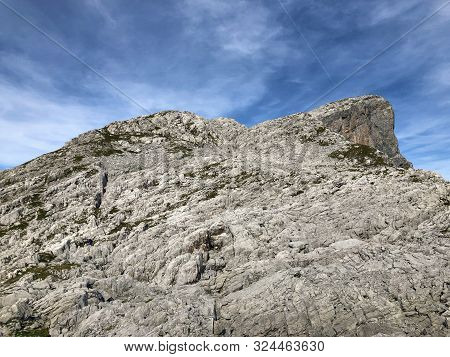Mutteristock Mountain Above The Wagital Valley (waegital Or Wägital) And Alpine Lake Wagitalersee (w