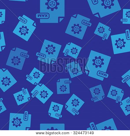 Blue Max File Document. Download Max Button Icon Isolated Seamless Pattern On Blue Background. Max F