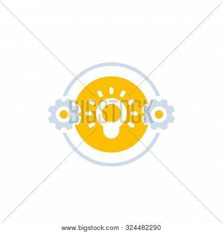 Idea Icon With Light Bulb And Gears, Eps 10 File, Easy To Edit