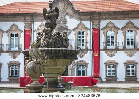 Braga, Portugal - May 23, 2018: View Of Braga Town Hall Decorated For Braga Romana City Day On A Spr