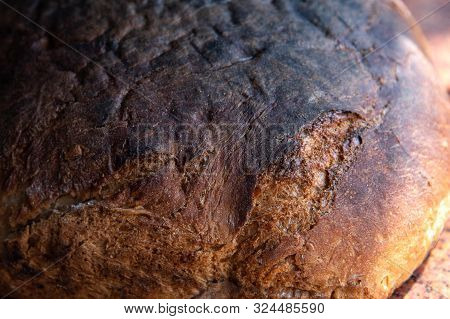 Macro Brown Homemade Bread Texture. Bread Background.