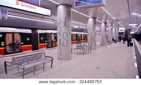 Warsaw,poland. 27 September 2019. Second Line Of Warsaw Subway System. Warsaw Metro Station Interior