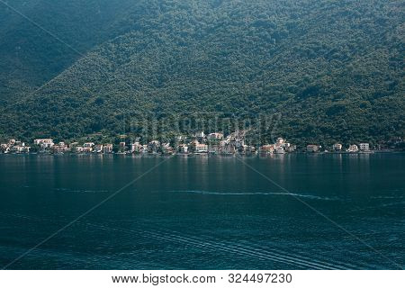 Boko Kotor Bay. Beautiful Sea And Mountain Views Of The Natural Landscape And Coastal City In Monten