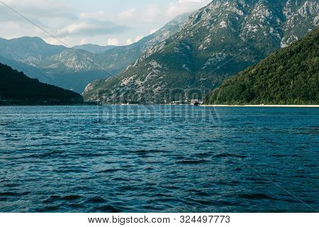 Beautiful View Of Boko Kotor Bay. Natural Coastal Landscape In Montenegro.