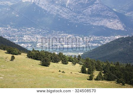 View Of Grenoble From Plateau Of La Moliere In Autrans, Vercors, France