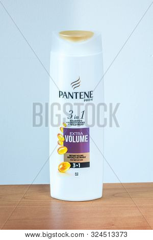 Pruszcz Gdanski, Poland - June 12, 2019: Hair Shampoo Pantene Pro-v Extra Volume.