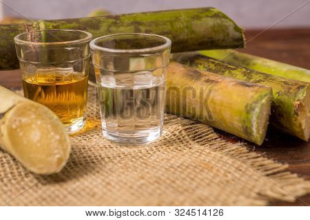 Cachaça Is The Name Of A Typical Alcoholic Drink Produced In Brazil Maked With Sugarcane. Traditiona