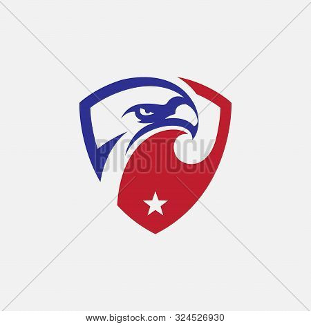 Eagle Shield Icon Design Illustration, Hawk Icon Design, Usa Eagle Logo Template