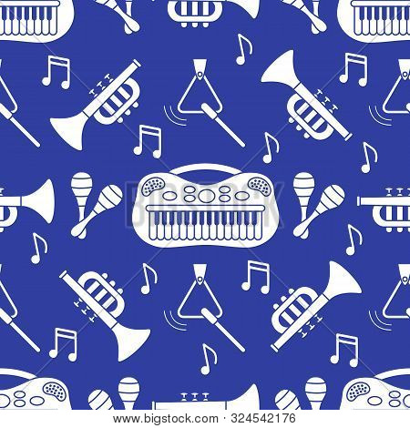Seamless Pattern Musical Instruments Toys For Kids