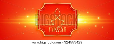 Creative Oragne Diwali Festival Glowing Banner Design