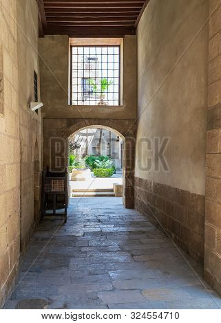 Stone Bricks Passage Leading To The Courtyard Of Historic Beit El Sehemy House Located In Moez Stree