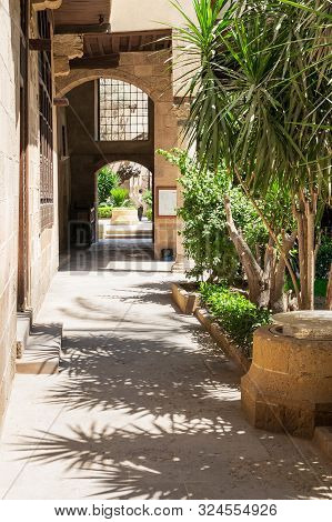 Cairo, Egypt- May 5 2015: Stone Bricks Passage Leading To The Courtyard Of Historic Beit El Sehemy H