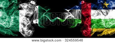 Nigeria Vs Central African Republic Abstract Smoky Mystic Flags Placed Side By Side. Thick Colored S