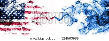 United States Of America Vs Somalia, Somalian Smoky Mystic Flags Placed Side By Side. Thick Colored 