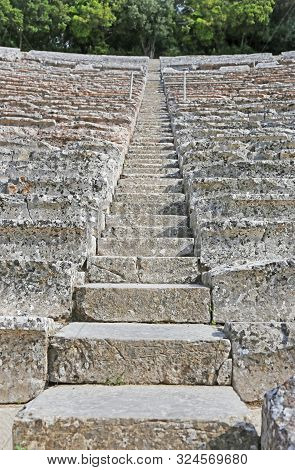 Epidaurus Argolis Greece, June 23 2019: The Ancient Theater Of Epidaurus Argolis Greece.