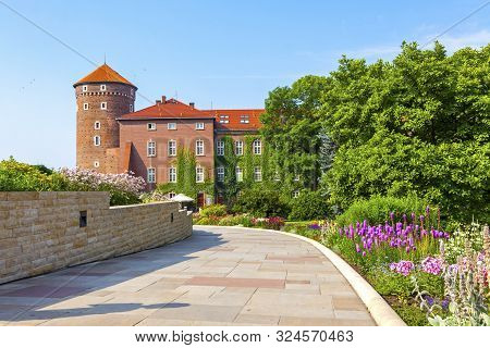 Krakow, Poland - July 8, 2014: Sandomierska Tower, Part Of Wawel Royal Castle Complex In Krakow, Pol