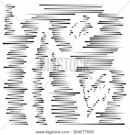 Dashed Irregular Lines. Segment Horizontal Stripes / Lines. Straight Parallel Streaks, Strips, Lines